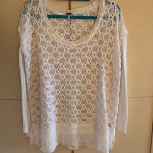 Free People white knit sweater